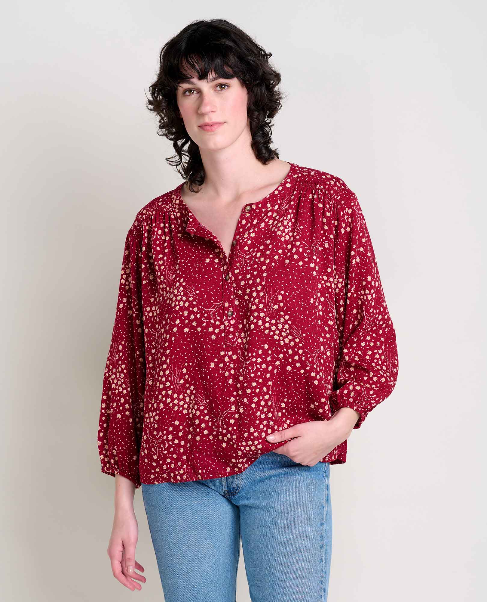 Manzana Long Sleeve Peasant Top - Softxoi