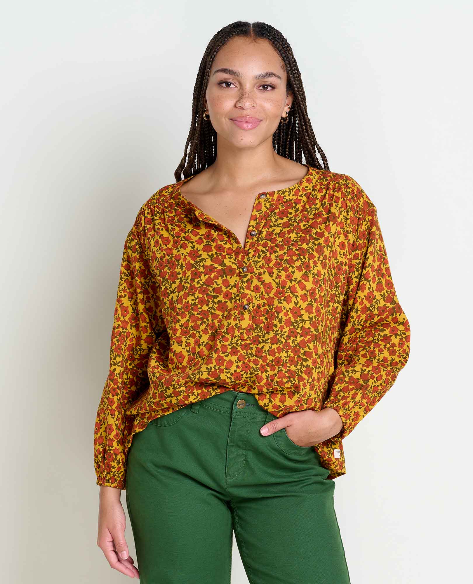 Manzana Long Sleeve Peasant Top - Softxoi