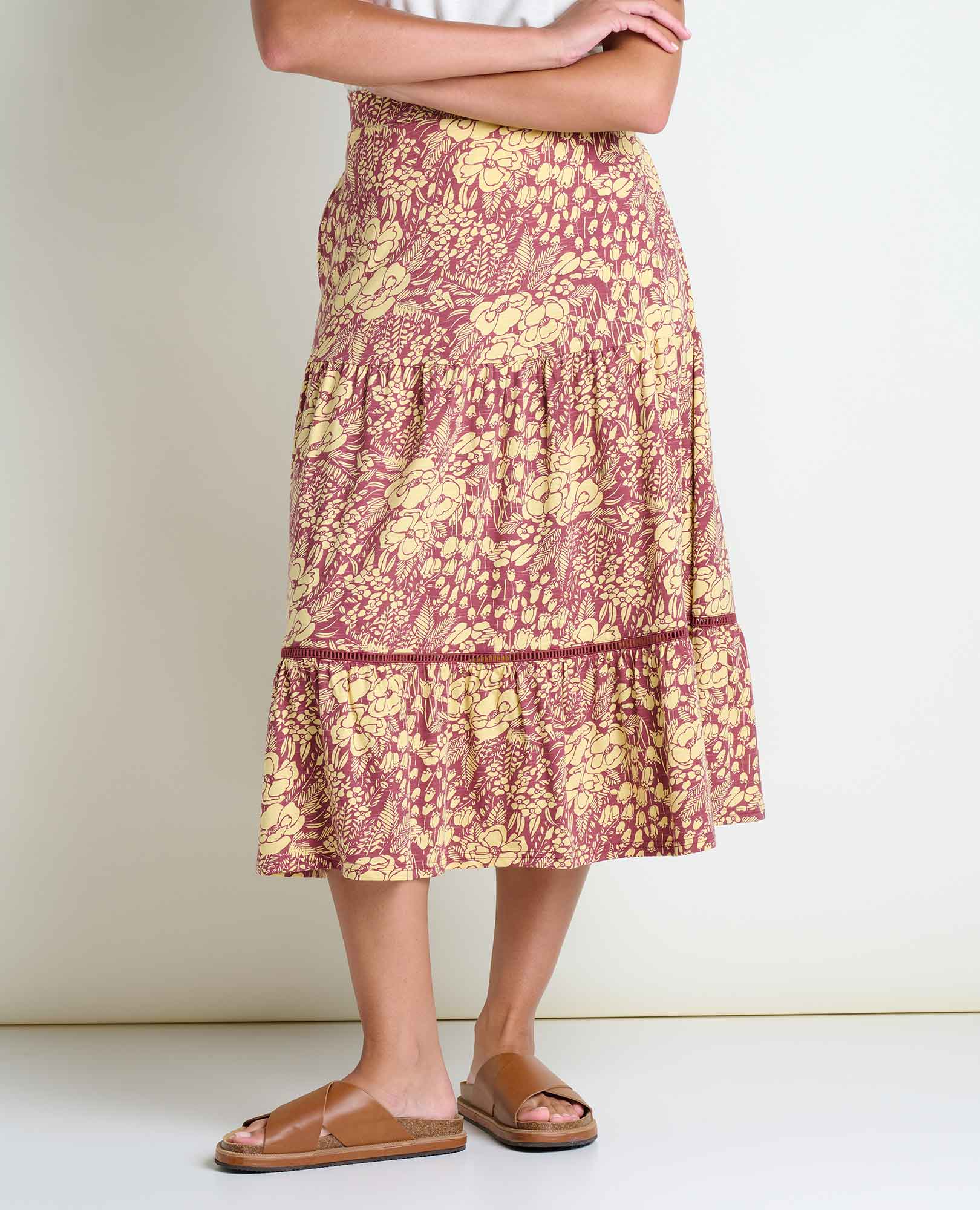 Marigold Tiered Midi Skirt - Softxoi