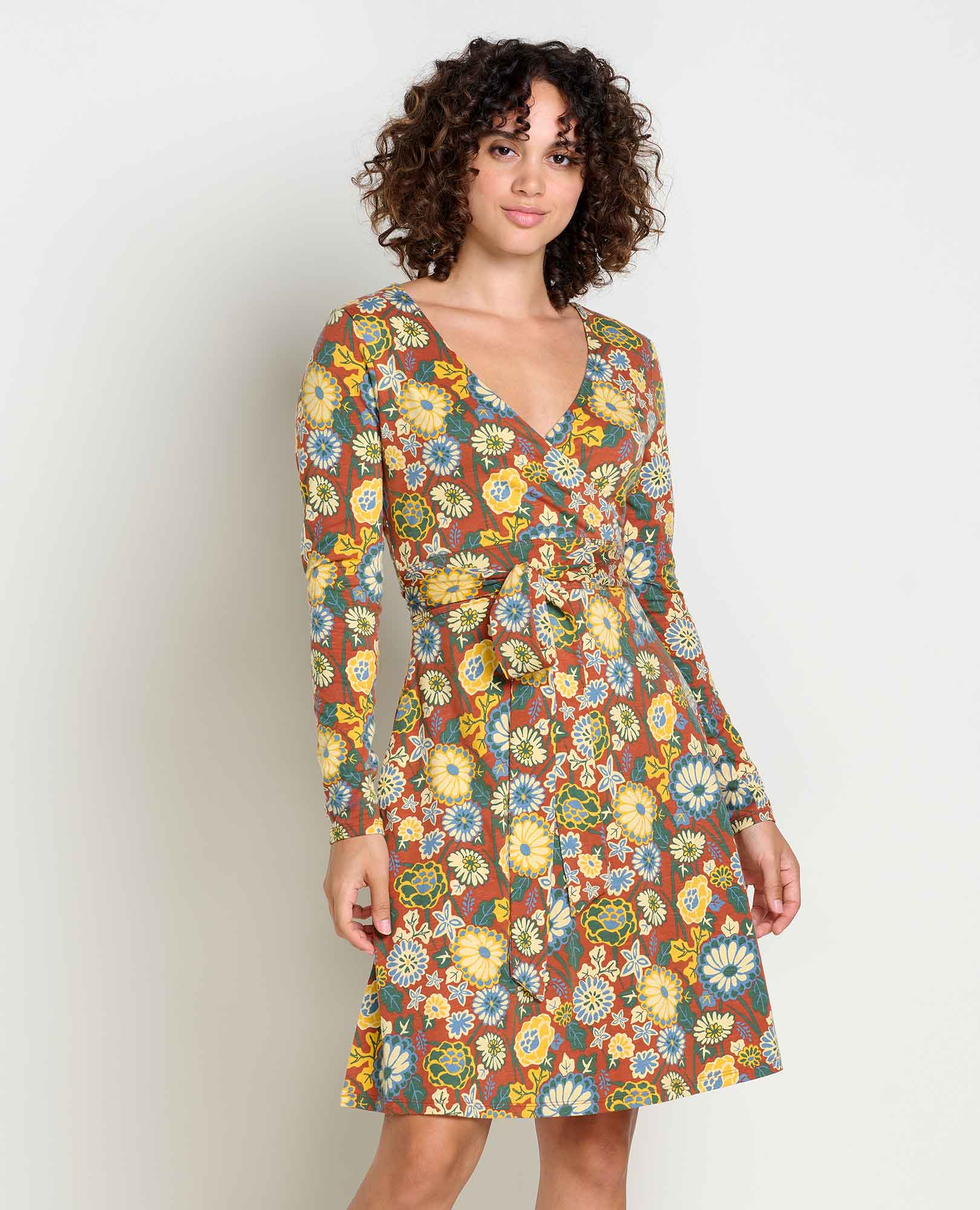 Cue Wrap Long Sleeve Dress - Softxoi