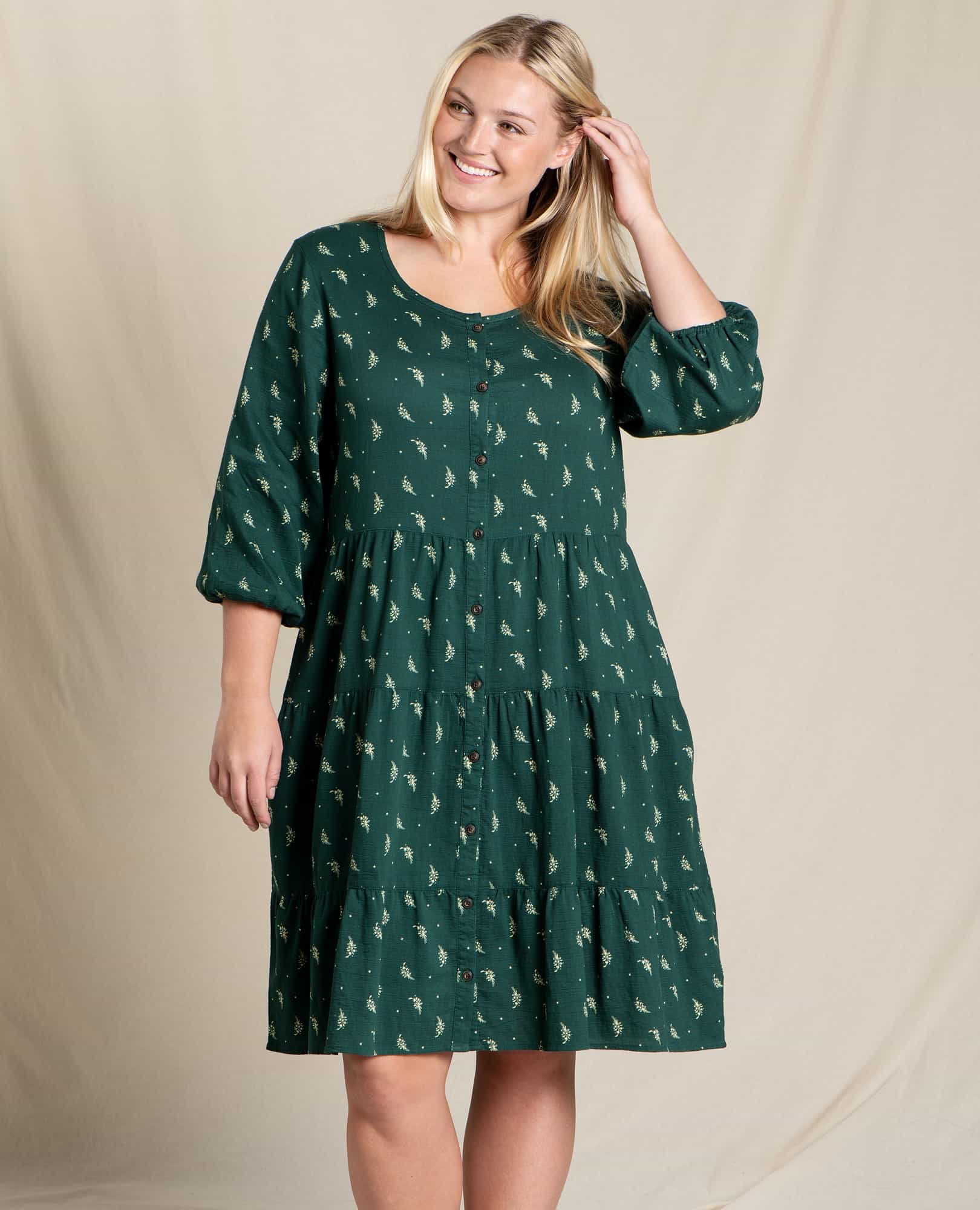 Manzana Tiered Long Sleeve Dress - Softxoi
