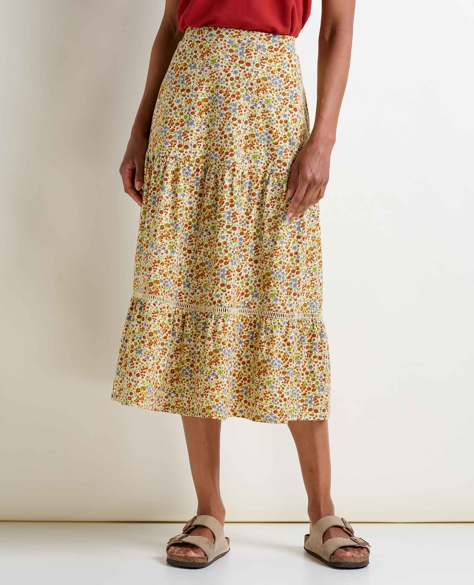 Marigold Tiered Midi Skirt - Softxoi