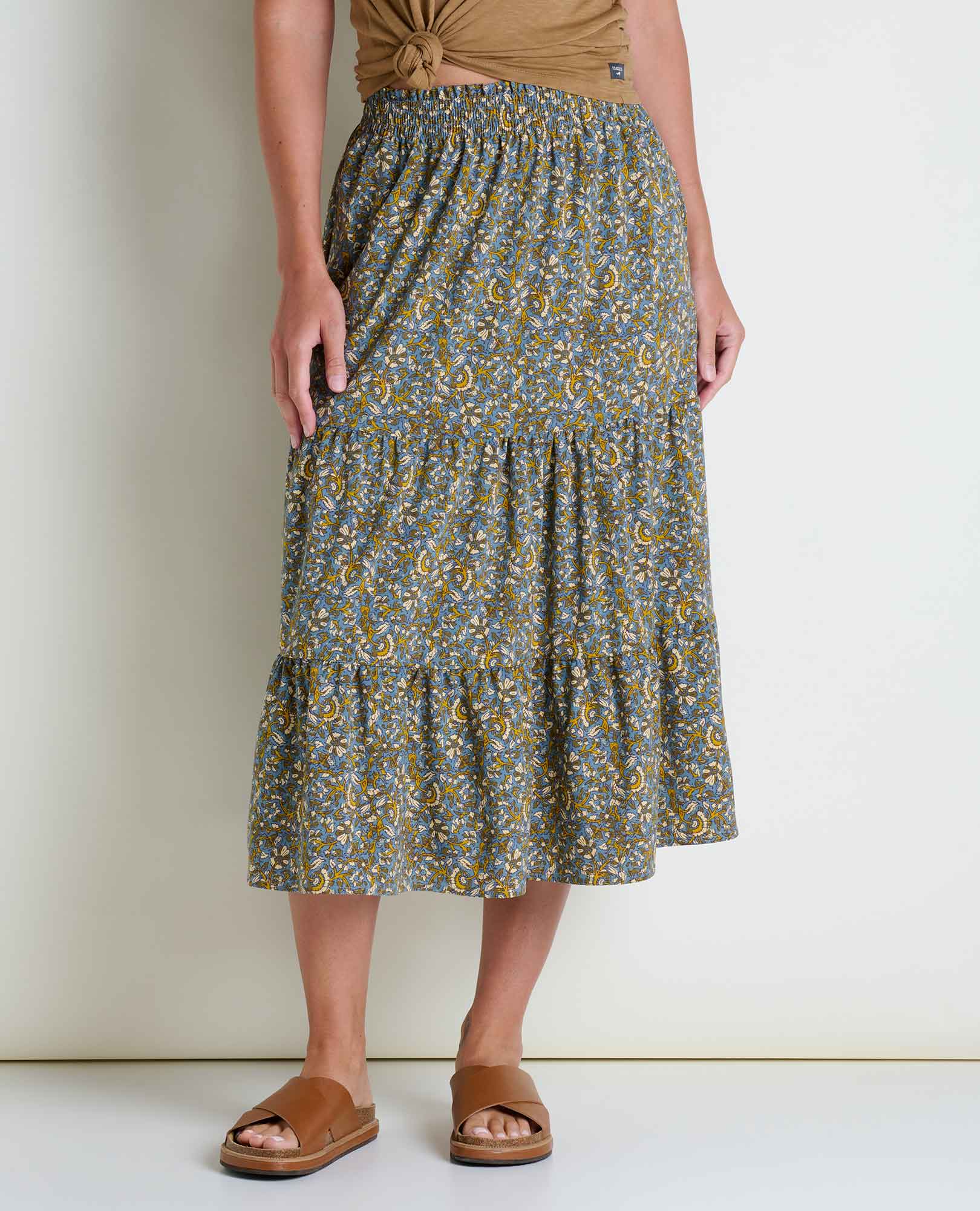 Sunkissed Tiered Midi Skirt - Softxoi