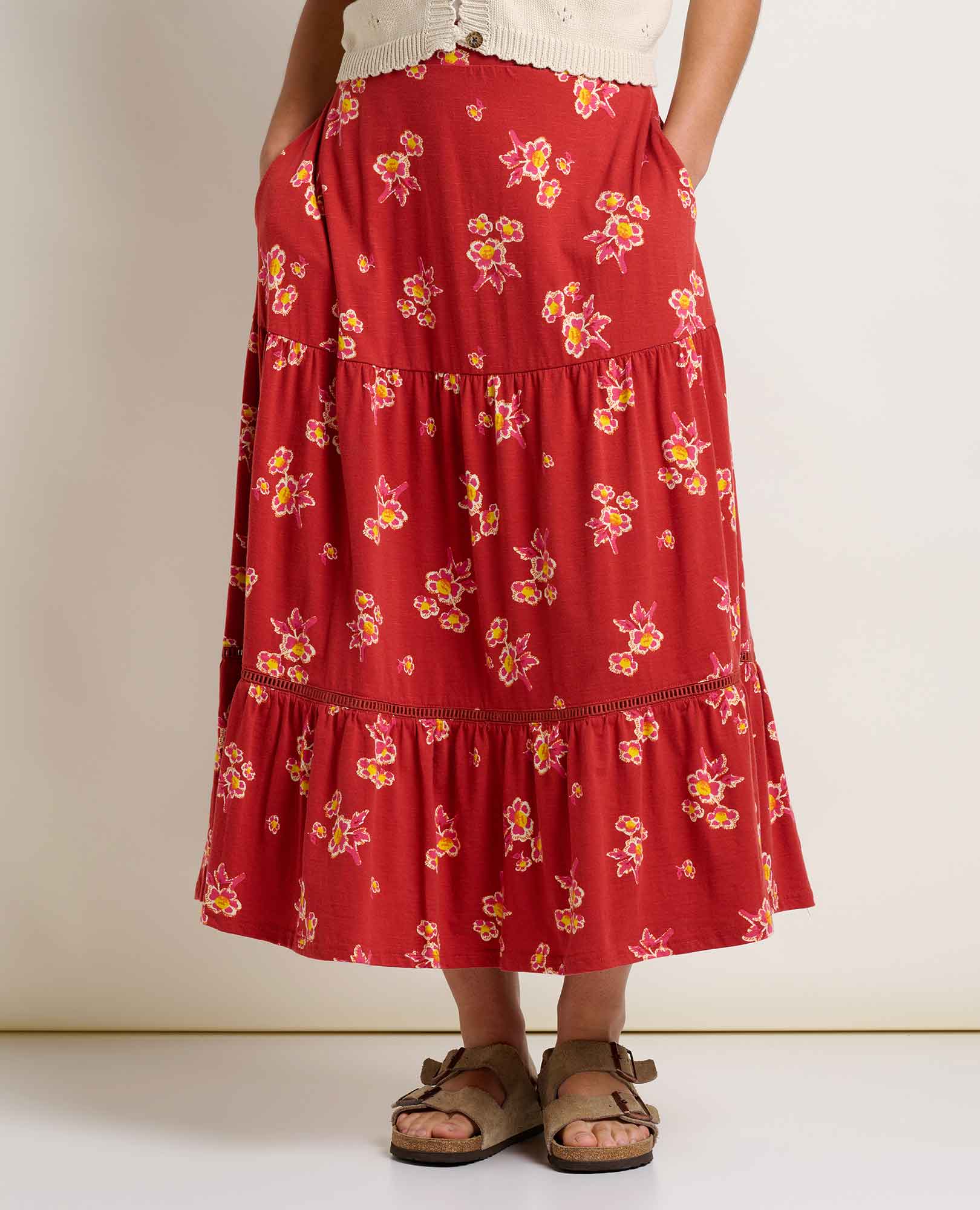 Marigold Tiered Midi Skirt - Softxoi