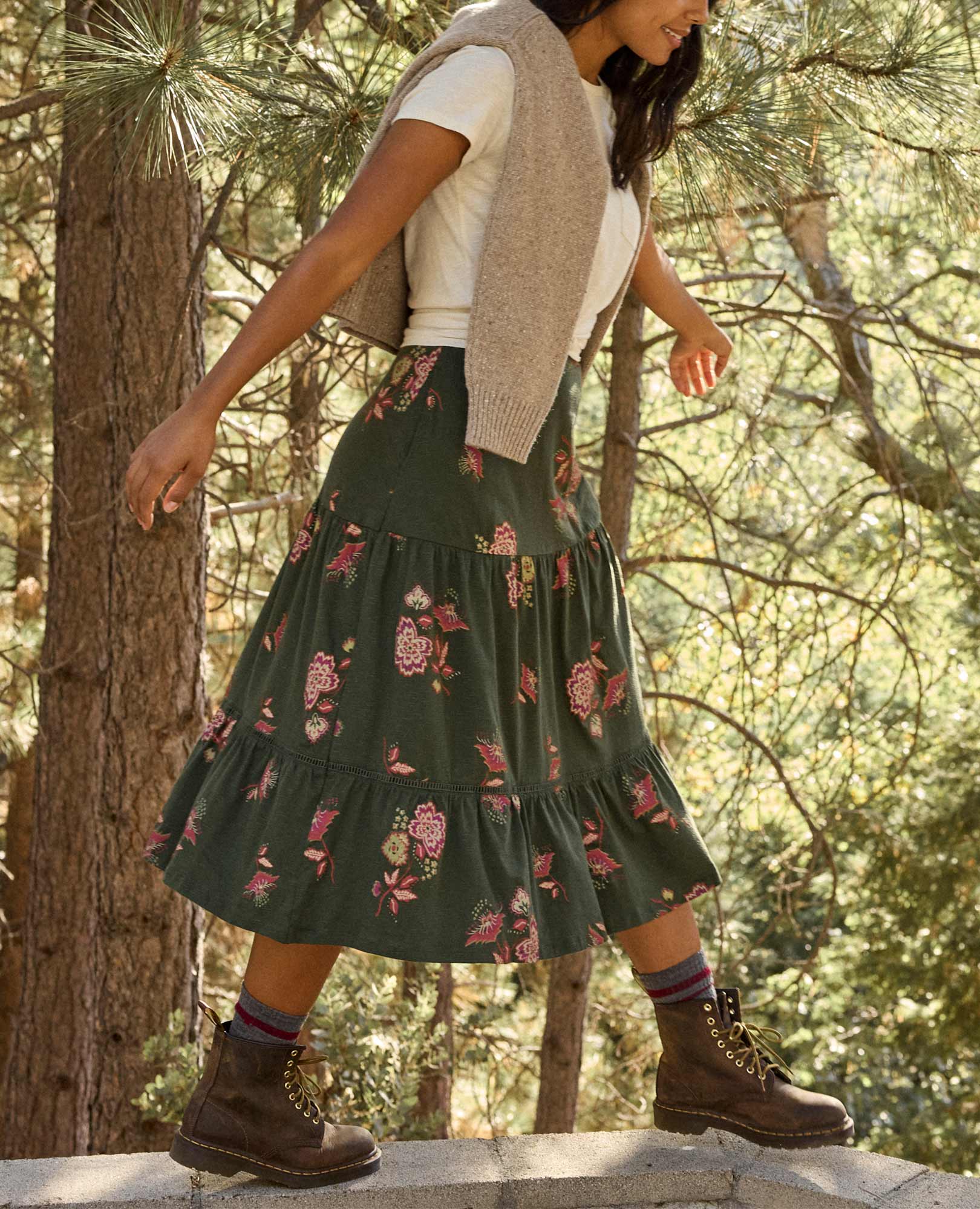 Marigold Tiered Midi Skirt - Softxoi