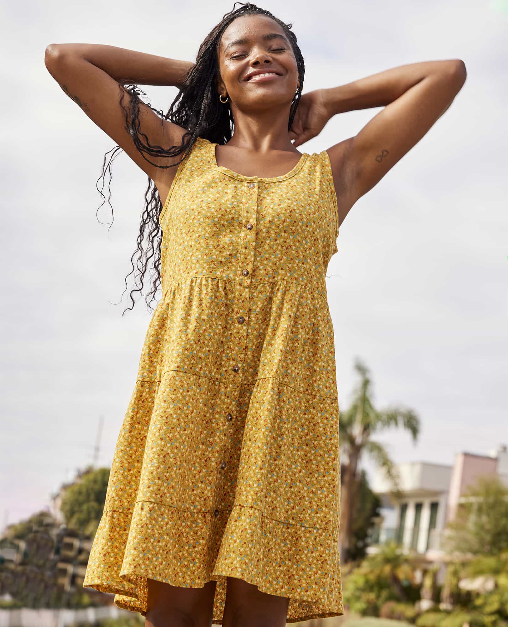 Manzana Tiered Sleeveless Dress - Softxoi