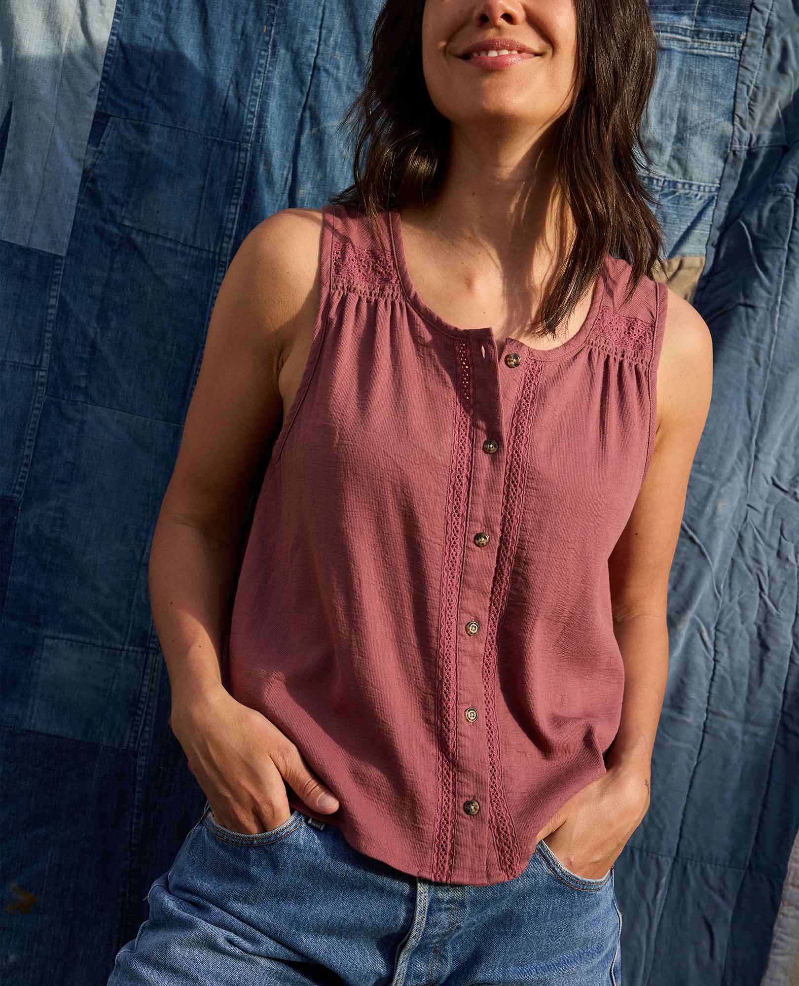 Manzana Button Front Tank - Softxoi